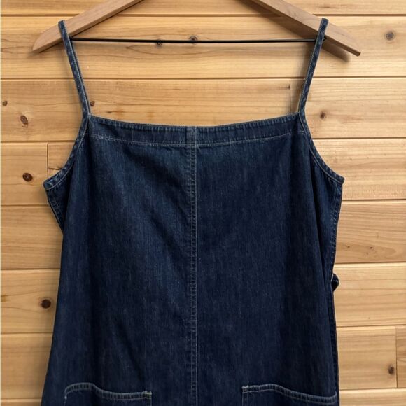 Vintage Jones Jeans Size Large Denim Cotton Dark Rinse Tie Back Maxi Dress - Picture 2 of 12